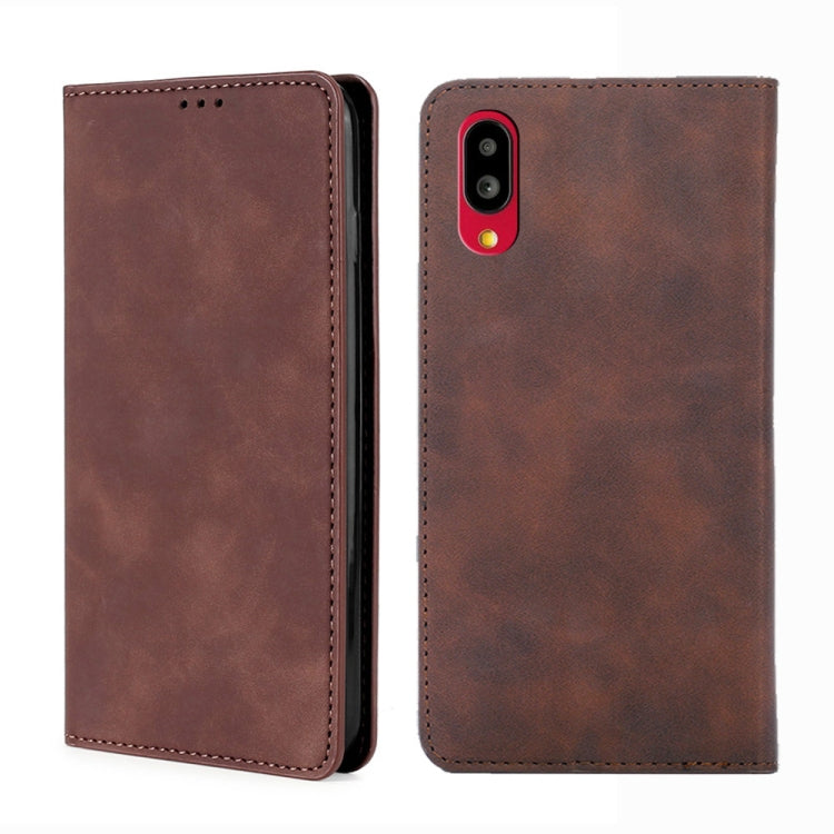 For Sharp Simple Sumaho 6 A201SH Skin Feel Magnetic Horizontal Flip Leather Phone Case