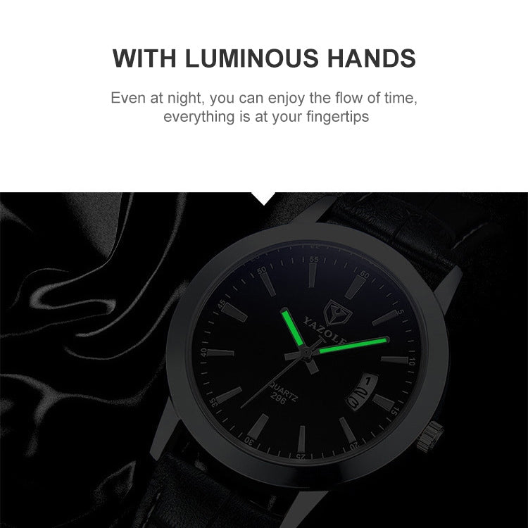 YAZOLE 296 Calendar Waterproof Luminous Quartz Watch