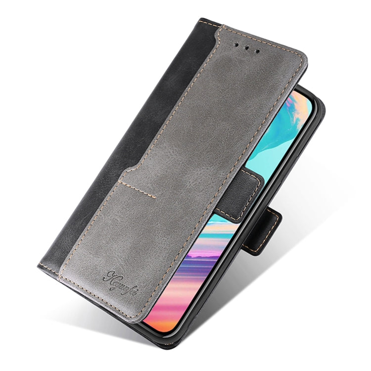 For Motorola Moto E32 4G Contrast Color Side Buckle Leather Phone Case