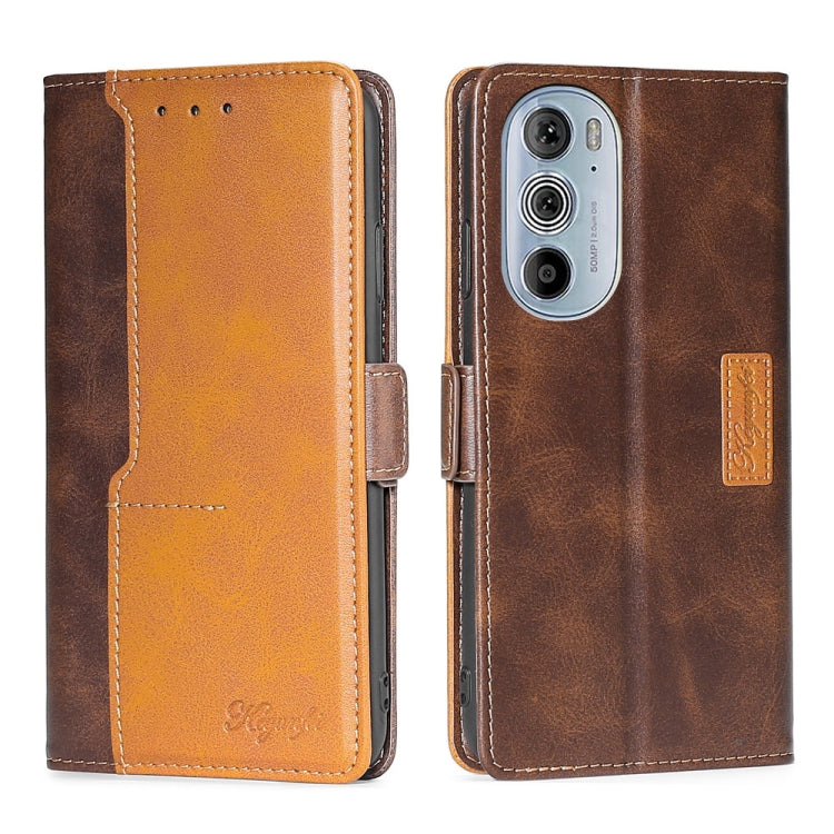For Motorola Moto Edge+ 2022/Edge 30 Pro Contrast Color Side Buckle Leather Phone Case