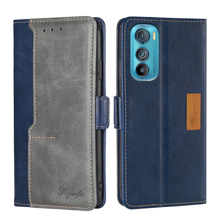 For Motorola Edge 30 Contrast Color Side Buckle Leather Phone Case