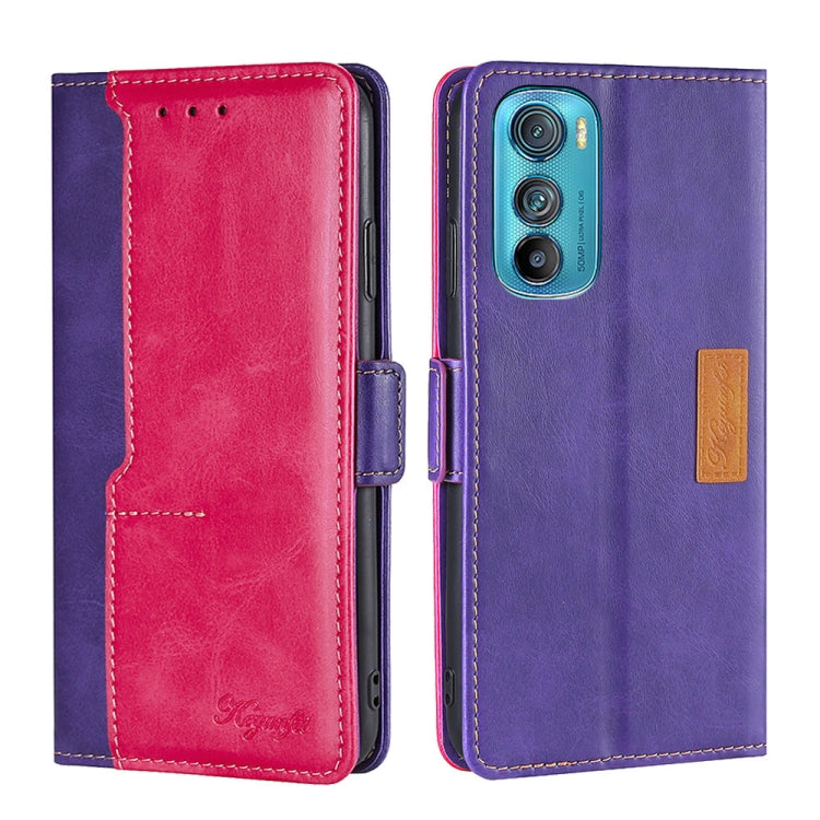 For Motorola Edge 30 Contrast Color Side Buckle Leather Phone Case