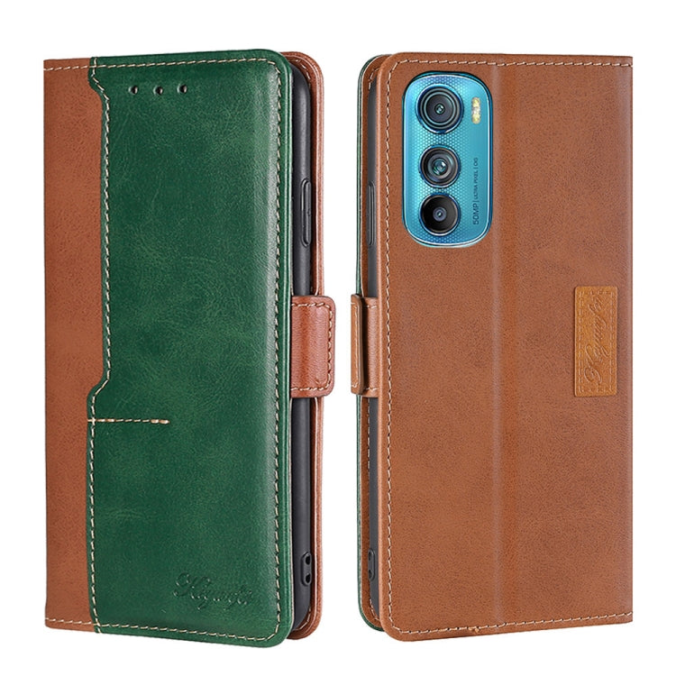 For Motorola Edge 30 Contrast Color Side Buckle Leather Phone Case