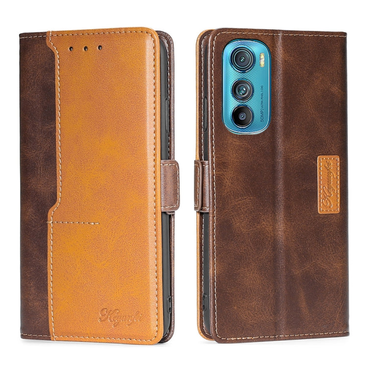 For Motorola Edge 30 Contrast Color Side Buckle Leather Phone Case