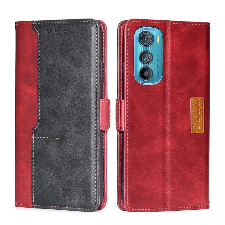 For Motorola Edge 30 Contrast Color Side Buckle Leather Phone Case