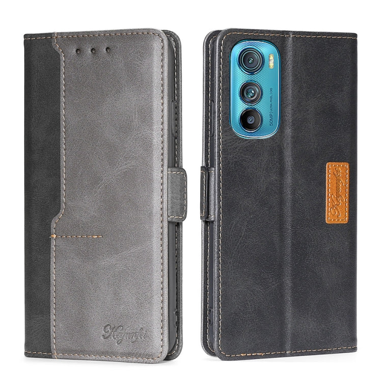 For Motorola Edge 30 Contrast Color Side Buckle Leather Phone Case