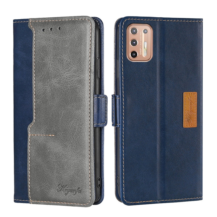 For Motorola Moto G9 Plus Contrast Color Side Buckle Leather Phone Case