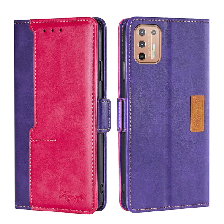 For Motorola Moto G9 Plus Contrast Color Side Buckle Leather Phone Case