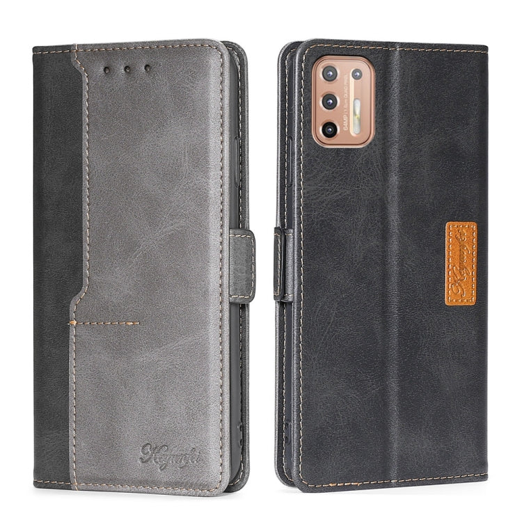 For Motorola Moto G9 Plus Contrast Color Side Buckle Leather Phone Case