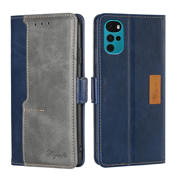 For Motorola Moto G22 Contrast Color Side Buckle Leather Phone Case