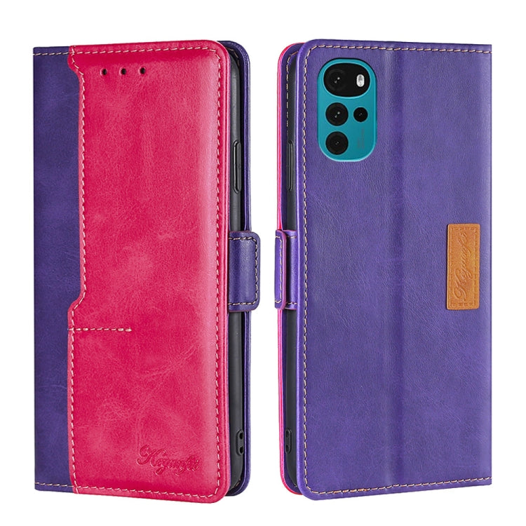 For Motorola Moto G22 Contrast Color Side Buckle Leather Phone Case