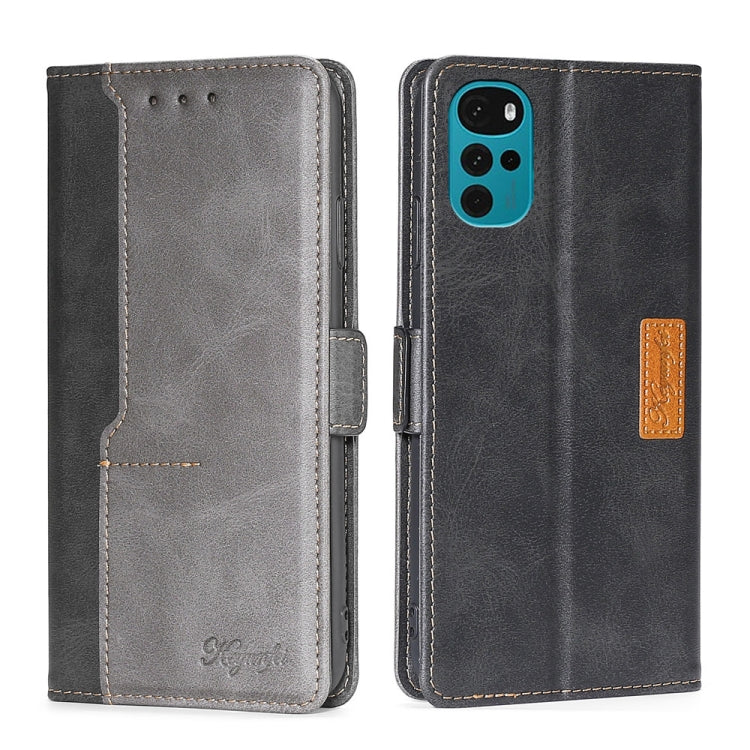 For Motorola Moto G22 Contrast Color Side Buckle Leather Phone Case