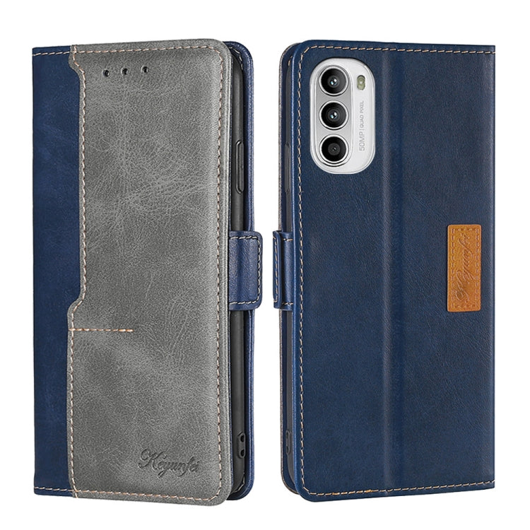 For Motorola Moto G52 4G/G82 5G Contrast Color Side Buckle Leather Phone Case