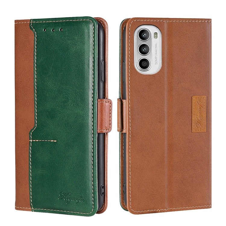 For Motorola Moto G52 4G/G82 5G Contrast Color Side Buckle Leather Phone Case