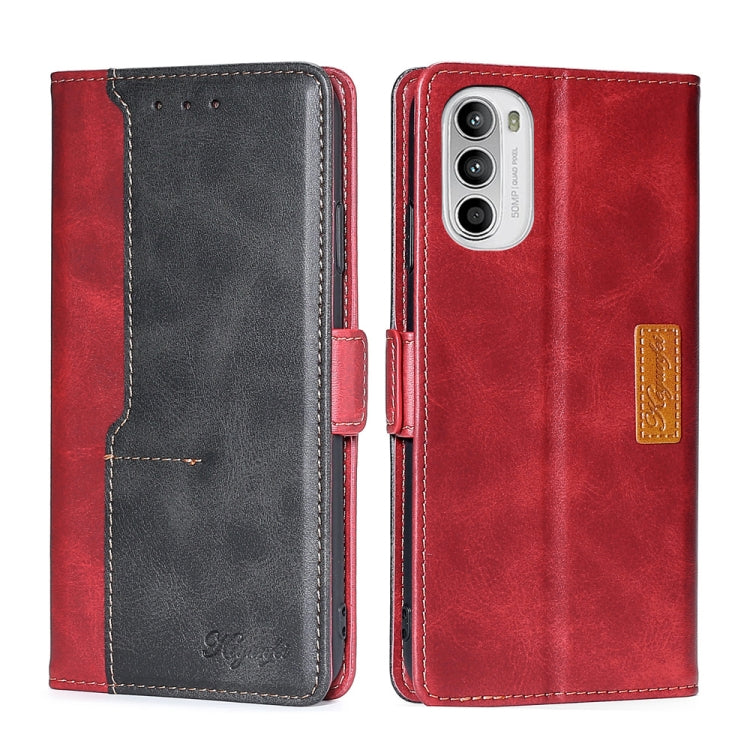 For Motorola Moto G52 4G/G82 5G Contrast Color Side Buckle Leather Phone Case