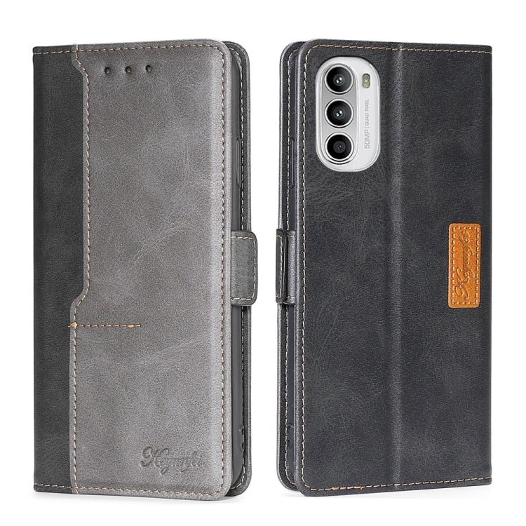 For Motorola Moto G52 4G/G82 5G Contrast Color Side Buckle Leather Phone Case