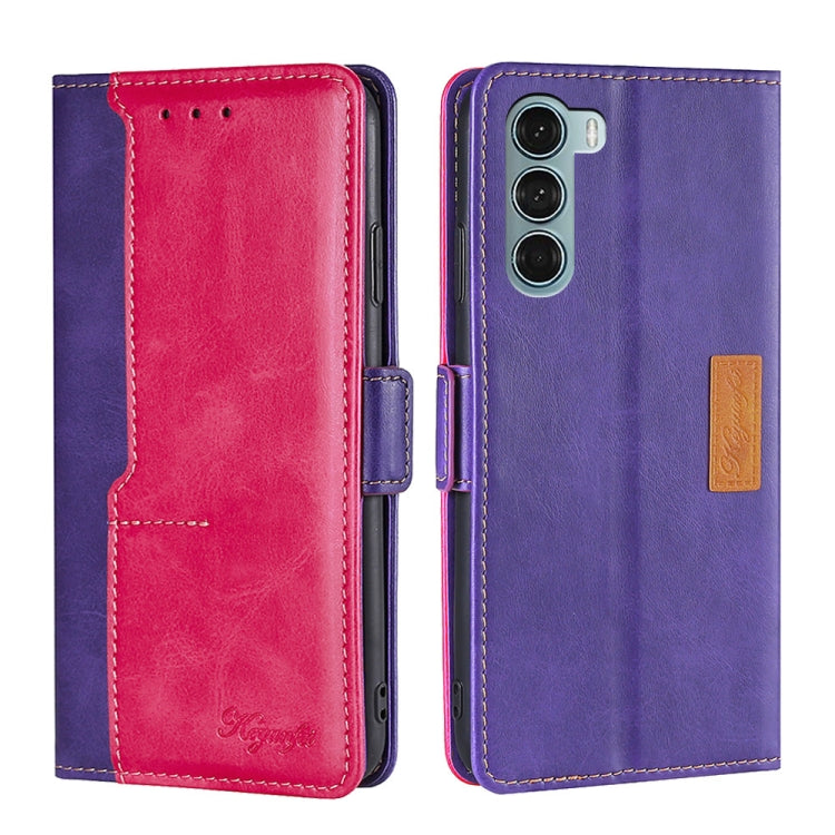 For Motorola Moto G200 5G/Edge S30 Contrast Color Side Buckle Leather Phone Case