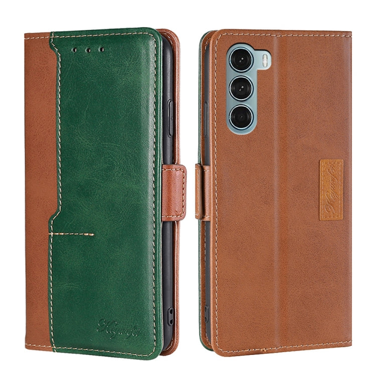 For Motorola Moto G200 5G/Edge S30 Contrast Color Side Buckle Leather Phone Case