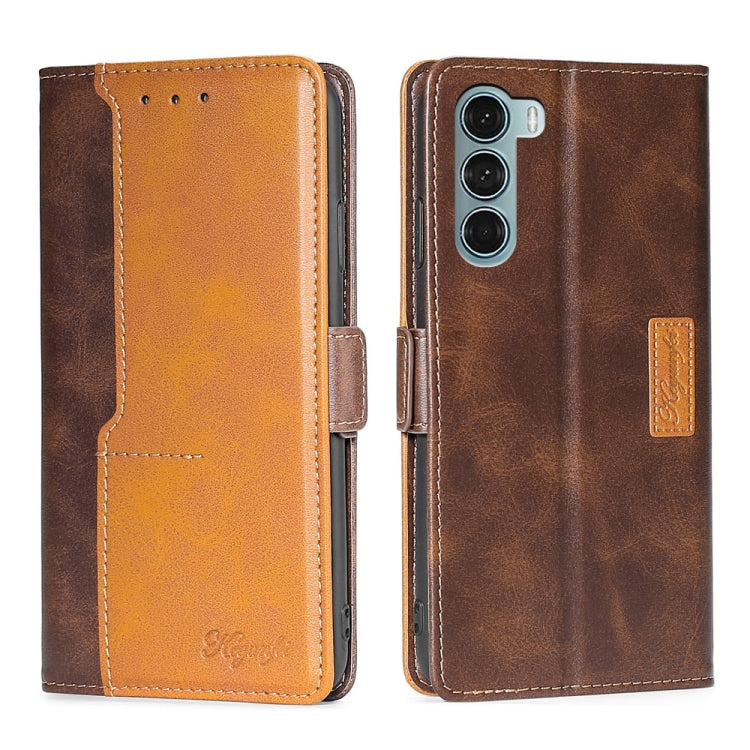 For Motorola Moto G200 5G/Edge S30 Contrast Color Side Buckle Leather Phone Case