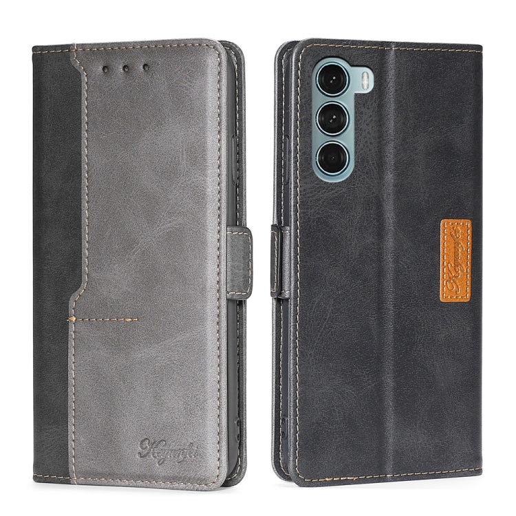 For Motorola Moto G200 5G/Edge S30 Contrast Color Side Buckle Leather Phone Case