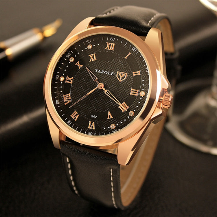 YAZOLE 342 Leather Band Diamond Scale Quartz Watch