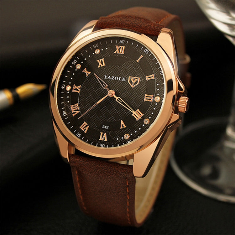 YAZOLE 342 Leather Band Diamond Scale Quartz Watch