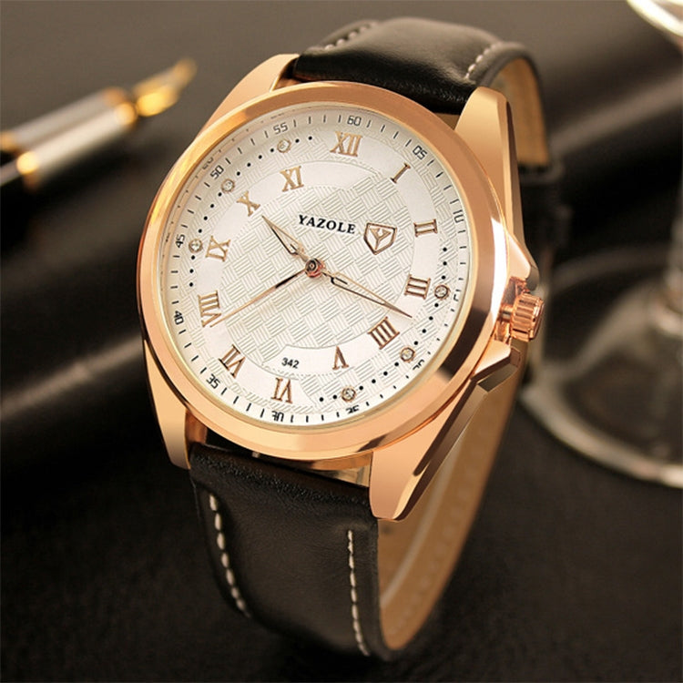 YAZOLE 342 Leather Band Diamond Scale Quartz Watch