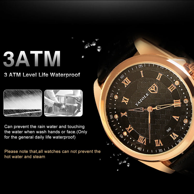 YAZOLE 342 Leather Band Diamond Scale Quartz Watch
