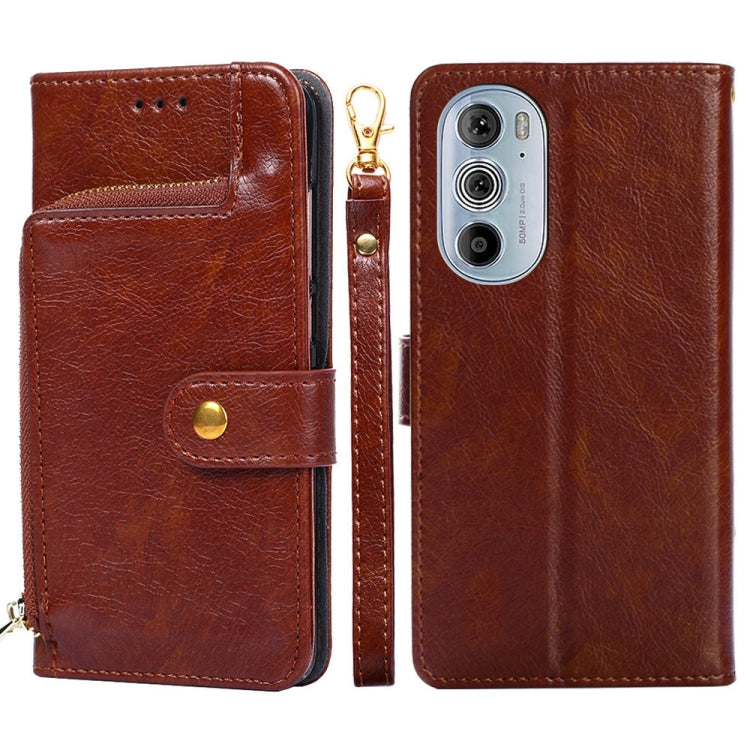 For Motorola Edge 30 Pro Zipper Bag Leather Phone Case