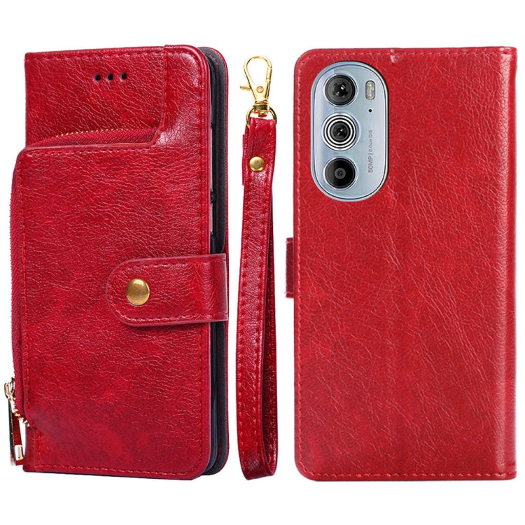 For Motorola Edge 30 Pro Zipper Bag Leather Phone Case