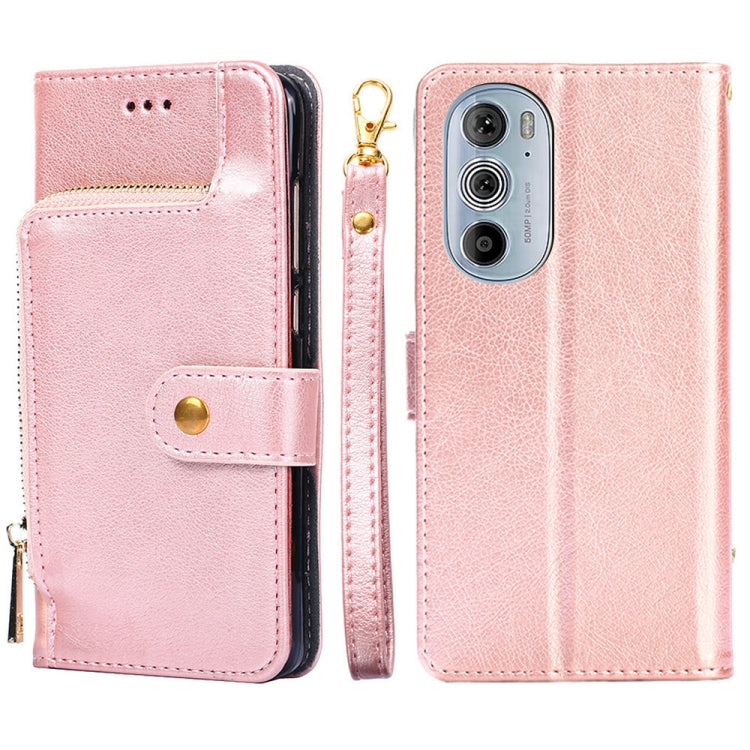 For Motorola Edge 30 Pro Zipper Bag Leather Phone Case