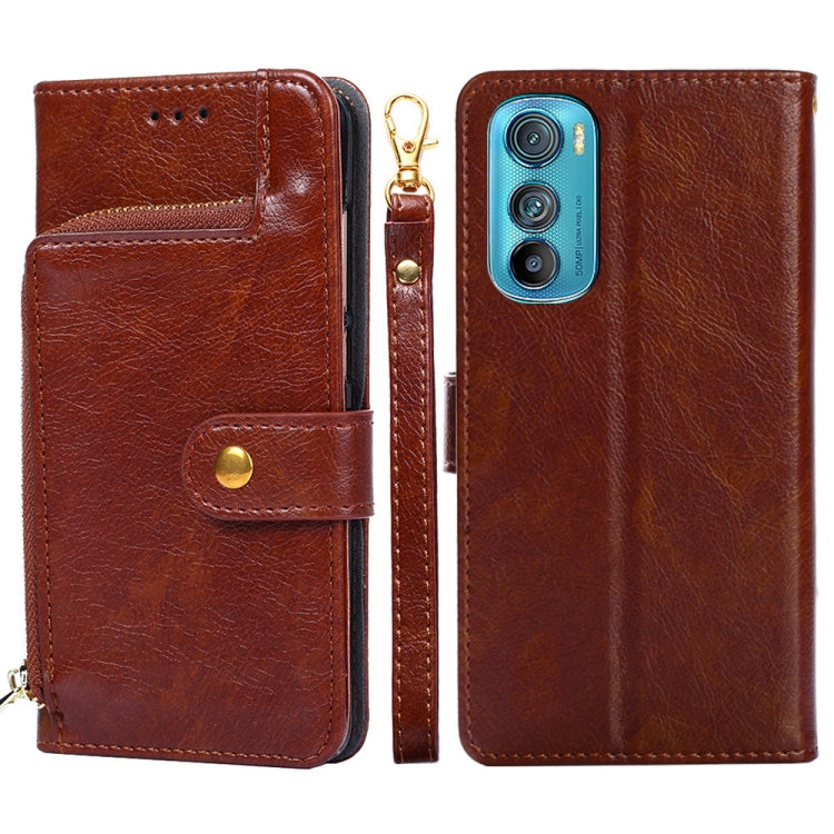 For Motorola Edge 30 Zipper Bag Leather Phone Case