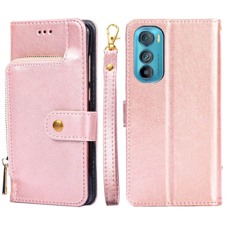 For Motorola Edge 30 Zipper Bag Leather Phone Case