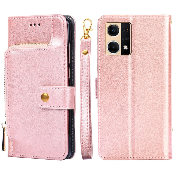 For OPPO Reno7 4G/F21 Pro 4G Zipper Bag Leather Phone Case