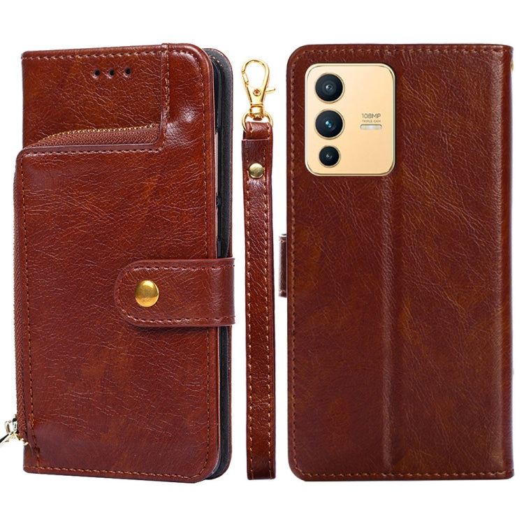 For vivo S12/V23 Zipper Bag Leather Phone Case