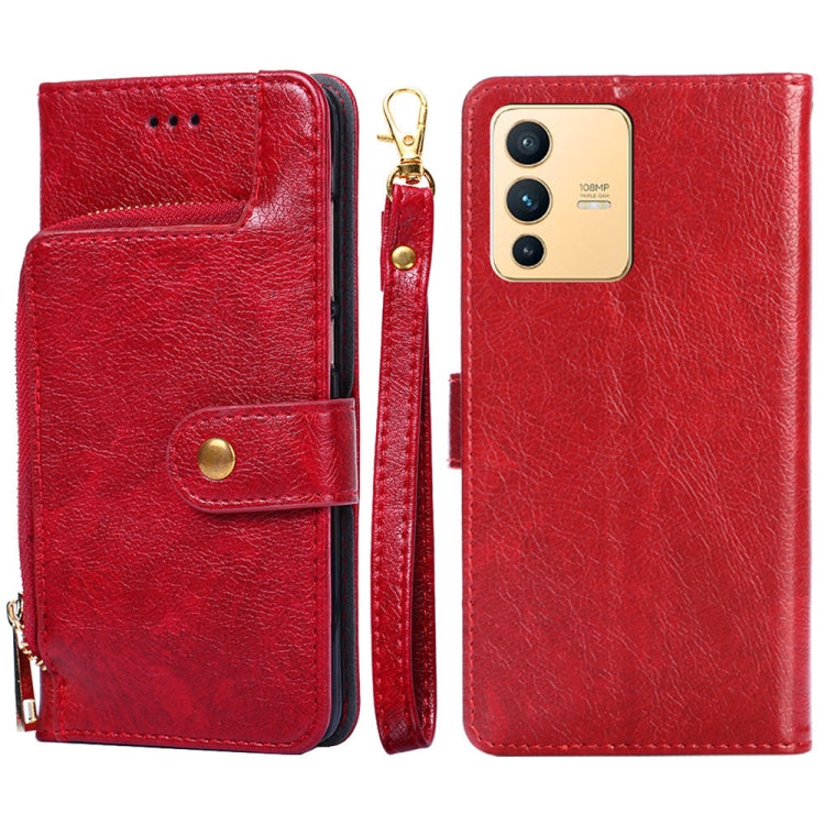 For vivo S12/V23 Zipper Bag Leather Phone Case