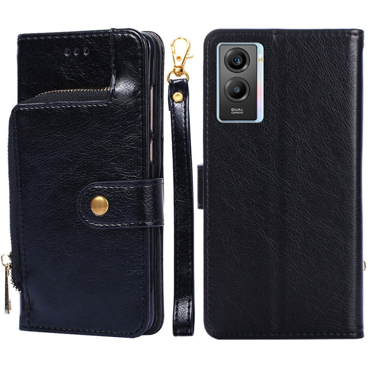 For vivo Y55s 5G Zipper Bag Leather Phone Case