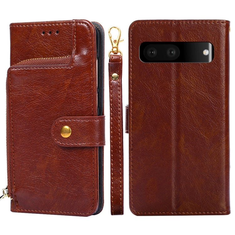 For Google Pixel 7 5G Zipper Bag Leather Phone Case