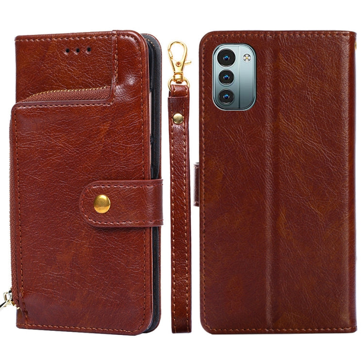 For Nokia G21/G11 Zipper Bag Leather Phone Case