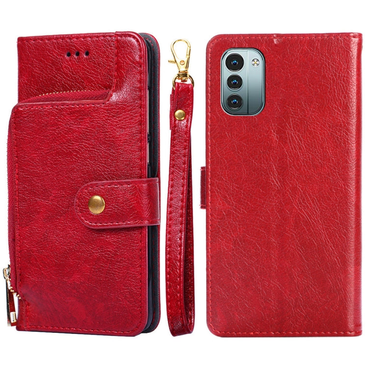For Nokia G21/G11 Zipper Bag Leather Phone Case
