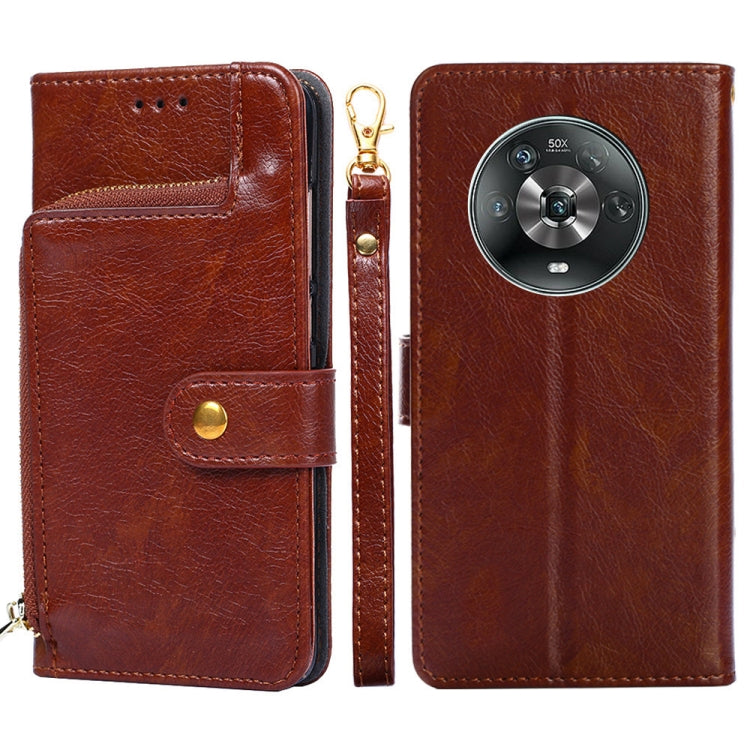 For Honor Magic4 Zipper Bag Leather Phone Case