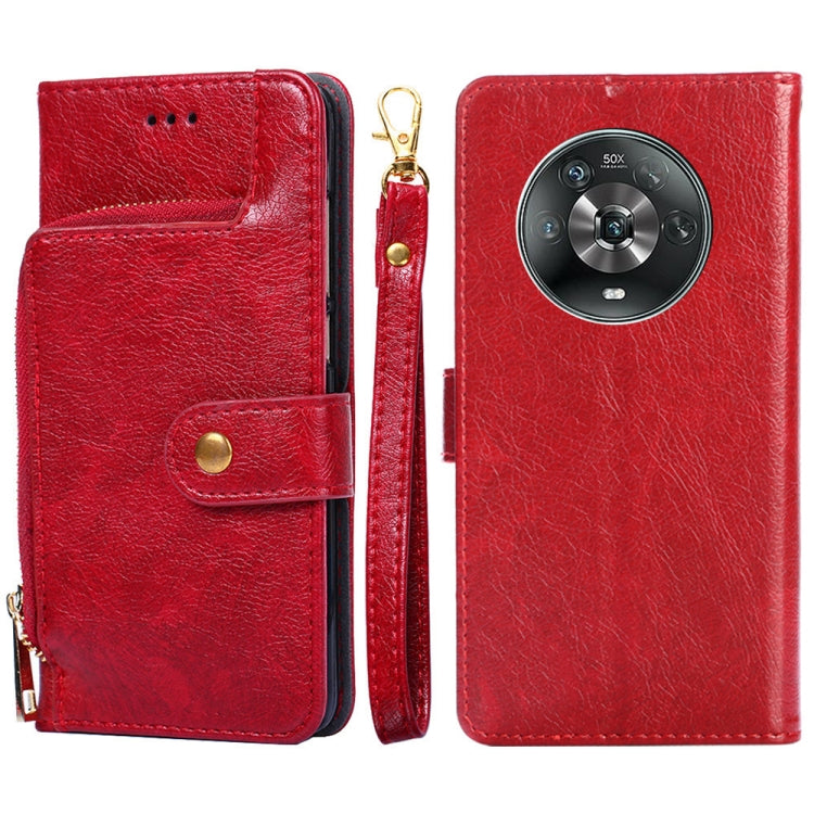 For Honor Magic4 Zipper Bag Leather Phone Case