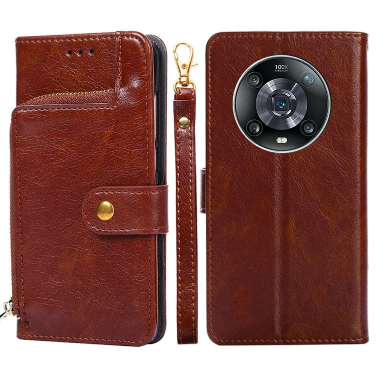 For Honor Magic4 Pro Zipper Bag Leather Phone Case