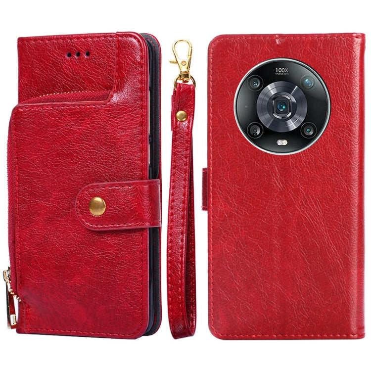 For Honor Magic4 Pro Zipper Bag Leather Phone Case