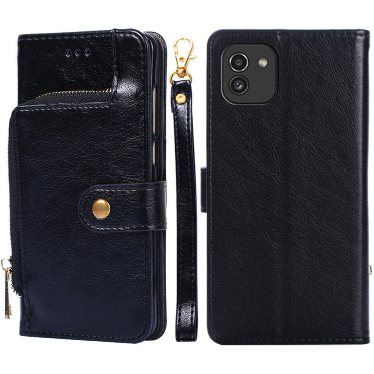 For Samsung Galaxy A03 EU Zipper Bag Leather Phone Case