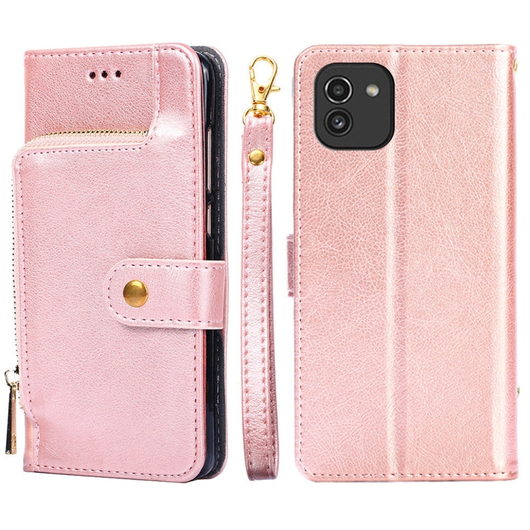 For Samsung Galaxy A03 EU Zipper Bag Leather Phone Case