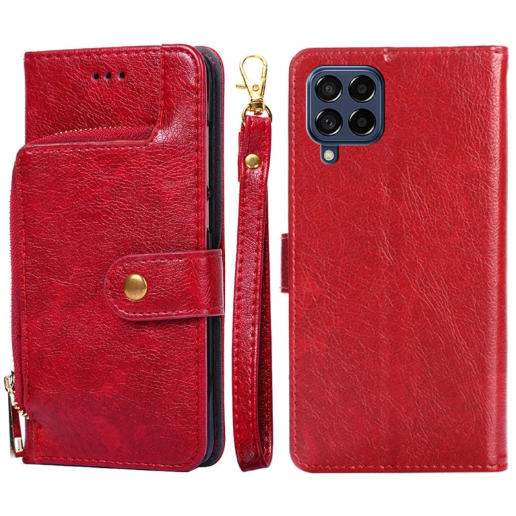 For Samsung Galaxy M53 5G Zipper Bag Leather Phone Case