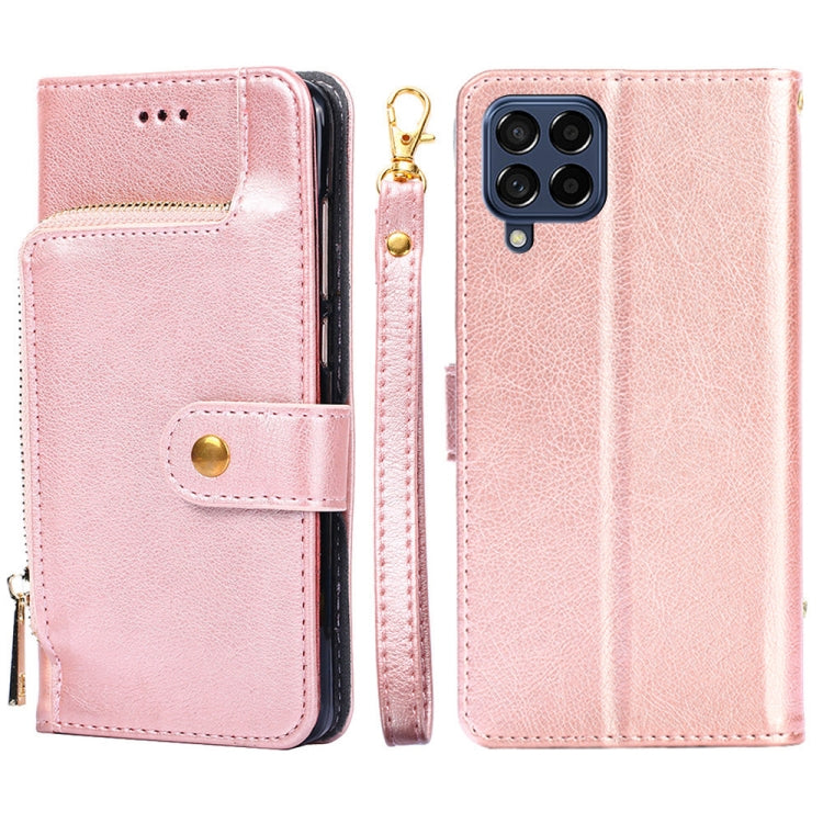 For Samsung Galaxy M53 5G Zipper Bag Leather Phone Case