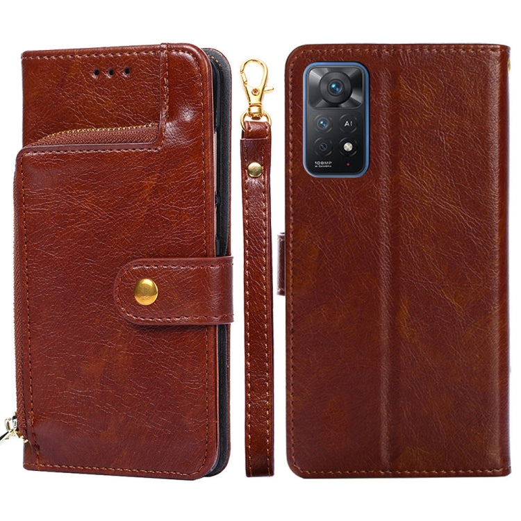For Xiaomi Redmi Note 11 Pro Global/Redmi Note 11S Pro 5G Global Zipper Bag Leather Phone Case