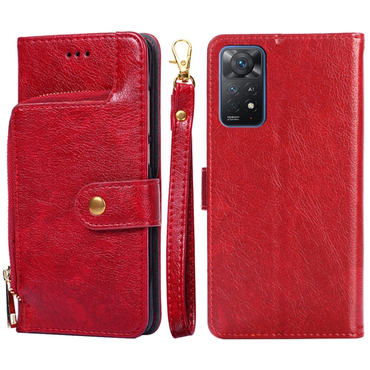 For Xiaomi Redmi Note 11 Pro Global/Redmi Note 11S Pro 5G Global Zipper Bag Leather Phone Case